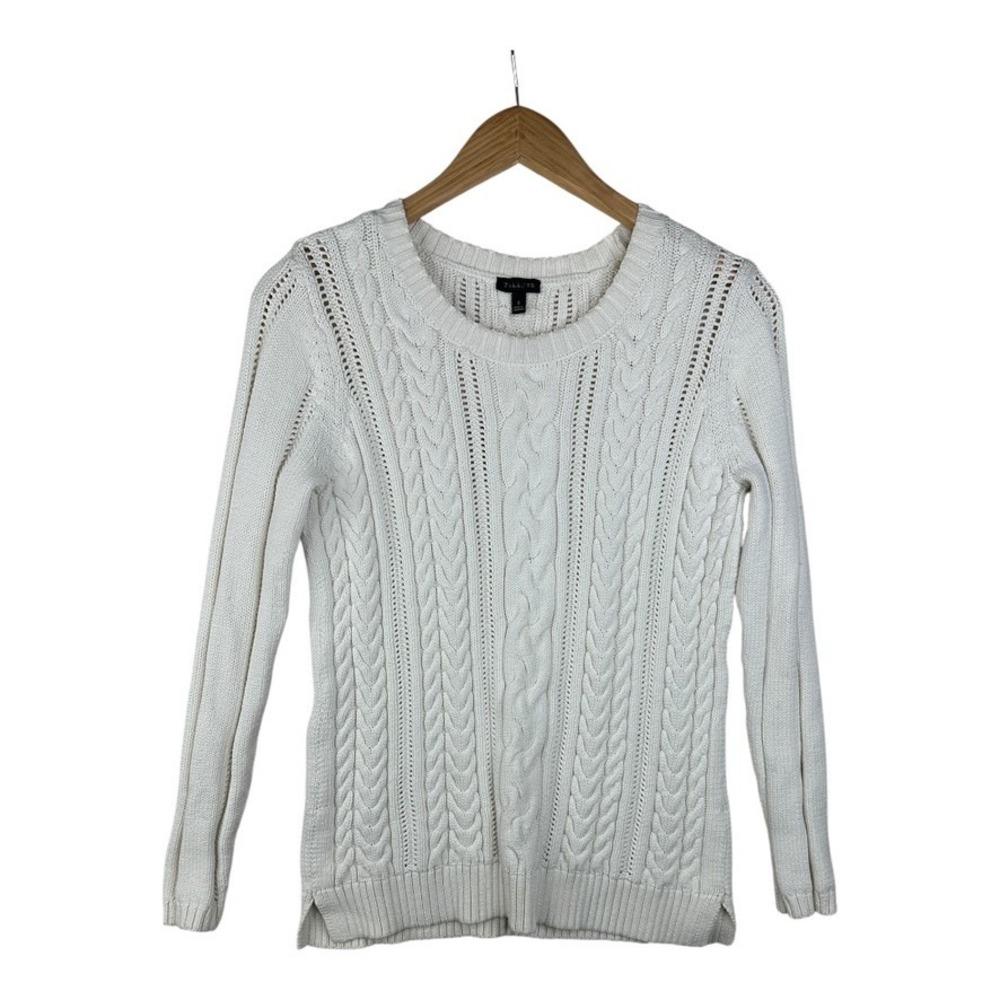 Talbots Women's Crew Neck Cream Size Small Cable Knit